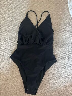 Lulu's Style Up Black V-Neck One-Piece Swimsuit
